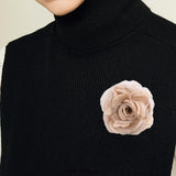 Maxbell Flower Brooch 8cm Fashion Rose Brooch for Party Wedding Clothing Accessories Champagne