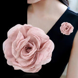 Maxbell Flower Brooch 8cm Fashion Rose Brooch for Party Wedding Clothing Accessories Champagne