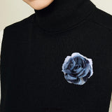 Maxbell Flower Brooch 8cm Fashion Rose Brooch for Party Wedding Clothing Accessories Navy