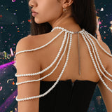 Maxbell Shoulder Body Chain Shoulder Chain Bikini Chain Fashion Adjustable Arm Chain White