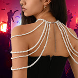 Maxbell Shoulder Body Chain Shoulder Chain Bikini Chain Fashion Adjustable Arm Chain White