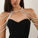 Maxbell Shoulder Body Chain Shoulder Chain Bikini Chain Fashion Adjustable Arm Chain White