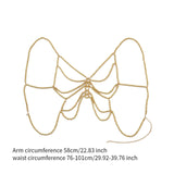 Maxbell Beaded Body Chain Bra Outfit Breathable Unique Body Accessories Bikini Chain Gold