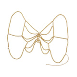 Maxbell Beaded Body Chain Bra Outfit Breathable Unique Body Accessories Bikini Chain Gold