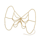 Maxbell Beaded Body Chain Bra Outfit Breathable Unique Body Accessories Bikini Chain Gold