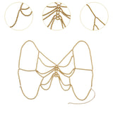 Maxbell Beaded Body Chain Bra Outfit Breathable Unique Body Accessories Bikini Chain Gold