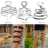 Maxbell Leg Wrap Leg Loop Leg Chain Multilayer Elastic for Dancing Cosplay Halloween Style A