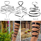 Maxbell Leg Wrap Leg Loop Leg Chain Multilayer Elastic for Dancing Cosplay Halloween Style A