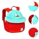 Maxbell Cute Mushroom Backpack for Kids Travel Bag Fashion Funny Schoolbag 3-6 Years Red Sailboat L