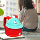 Maxbell Cute Mushroom Backpack for Kids Travel Bag Fashion Funny Schoolbag 3-6 Years Red Sailboat L