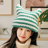Maxbell Women Winter Hat Cute Winter Warm Beanie Cap for Hiking Travel Autumn Winter White Green