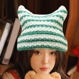 Maxbell Women Winter Hat Cute Winter Warm Beanie Cap for Hiking Travel Autumn Winter White Green