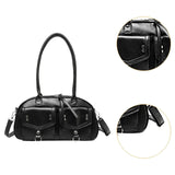 Maxbell Women Underarm Bag Portable Black Clutch Bag for Shopping Birthday Traveling