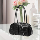 Maxbell Women Underarm Bag Portable Black Clutch Bag for Shopping Birthday Traveling