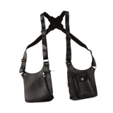 Maxbell Double Shoulder Armpit Bag Underarm Bag for Medieval Shopping Outdoor Sports Black