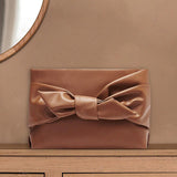 Maxbell Bow Clutch Bag Decoration PU Leather Evening Handbag for Wedding Lady Dating Brown