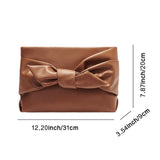 Maxbell Bow Clutch Bag Decoration PU Leather Evening Handbag for Wedding Lady Dating Brown