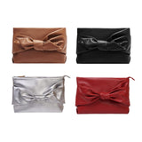 Maxbell Bow Clutch Bag Decoration PU Leather Evening Handbag for Wedding Lady Dating Brown
