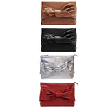 Maxbell Bow Clutch Bag Decoration PU Leather Evening Handbag for Wedding Lady Dating Brown