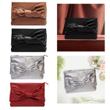 Maxbell Bow Clutch Bag Decoration PU Leather Evening Handbag for Wedding Lady Dating Brown