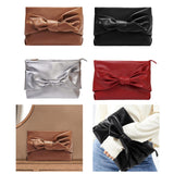 Maxbell Bow Clutch Bag Decoration PU Leather Evening Handbag for Wedding Lady Dating Brown