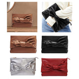Maxbell Bow Clutch Bag Decoration PU Leather Evening Handbag for Wedding Lady Dating Brown