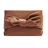 Maxbell Bow Clutch Bag Decoration PU Leather Evening Handbag for Wedding Lady Dating Brown