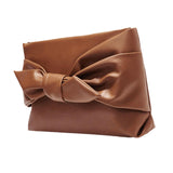 Maxbell Bow Clutch Bag Decoration PU Leather Evening Handbag for Wedding Lady Dating Brown
