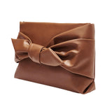 Maxbell Bow Clutch Bag Decoration PU Leather Evening Handbag for Wedding Lady Dating Brown