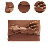 Maxbell Bow Clutch Bag Decoration PU Leather Evening Handbag for Wedding Lady Dating Brown