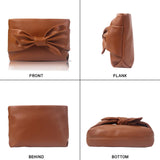 Maxbell Bow Clutch Bag Decoration PU Leather Evening Handbag for Wedding Lady Dating Brown