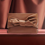 Maxbell Bow Clutch Bag Decoration PU Leather Evening Handbag for Wedding Lady Dating Brown