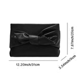 Maxbell Bow Clutch Bag Decoration PU Leather Evening Handbag for Wedding Lady Dating Black