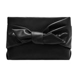 Maxbell Bow Clutch Bag Decoration PU Leather Evening Handbag for Wedding Lady Dating Black