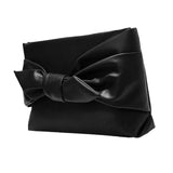 Maxbell Bow Clutch Bag Decoration PU Leather Evening Handbag for Wedding Lady Dating Black