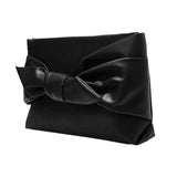 Maxbell Bow Clutch Bag Decoration PU Leather Evening Handbag for Wedding Lady Dating Black