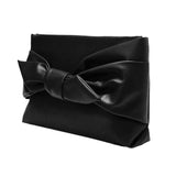 Maxbell Bow Clutch Bag Decoration PU Leather Evening Handbag for Wedding Lady Dating Black