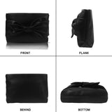 Maxbell Bow Clutch Bag Decoration PU Leather Evening Handbag for Wedding Lady Dating Black
