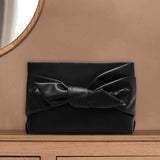 Maxbell Bow Clutch Bag Decoration PU Leather Evening Handbag for Wedding Lady Dating Black