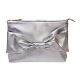 Maxbell Bow Clutch Bag Decoration PU Leather Evening Handbag for Wedding Lady Dating Silver
