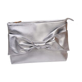 Maxbell Bow Clutch Bag Decoration PU Leather Evening Handbag for Wedding Lady Dating Silver