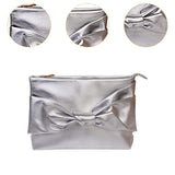 Maxbell Bow Clutch Bag Decoration PU Leather Evening Handbag for Wedding Lady Dating Silver