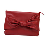 Maxbell Bow Clutch Bag Decoration PU Leather Evening Handbag for Wedding Lady Dating Red