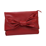 Maxbell Bow Clutch Bag Decoration PU Leather Evening Handbag for Wedding Lady Dating Red