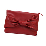 Maxbell Bow Clutch Bag Decoration PU Leather Evening Handbag for Wedding Lady Dating Red