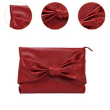 Maxbell Bow Clutch Bag Decoration PU Leather Evening Handbag for Wedding Lady Dating Red