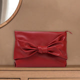 Maxbell Bow Clutch Bag Decoration PU Leather Evening Handbag for Wedding Lady Dating Red