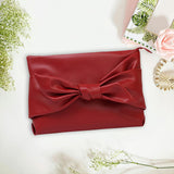 Maxbell Bow Clutch Bag Decoration PU Leather Evening Handbag for Wedding Lady Dating Red