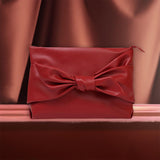 Maxbell Bow Clutch Bag Decoration PU Leather Evening Handbag for Wedding Lady Dating Red