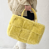 Maxbell Women Tote Bag Lightweight Female Hobo Bag Plush Bag for Shopping Street Yellow